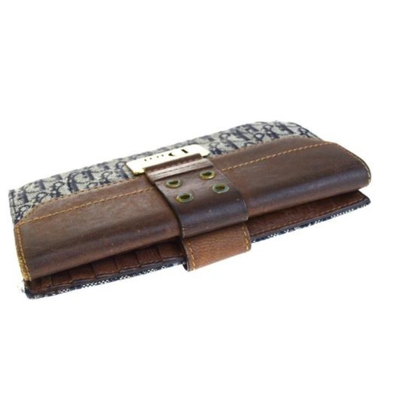 DIOR Trotter Logo Print Canvas Brown w Gold Accent - Picture 3 of 6